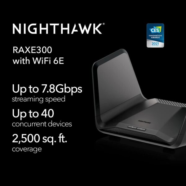 NETGEAR Nighthawk Tri-Band WiFi 6E Router (RAXE300) - Security Features, AXE7800 Wireless Gigabit Speed (Up to 7.8Gbps), New 6GHz Band, 8-Streams Cover up to 2,500 sq. ft., 40 Devices - Image 2