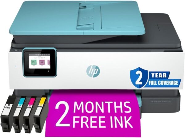 HP OfficeJet Pro 8028e All in One Wireless Printer Scanner Copier Fax Inkjet Print 2.7 Inch Touchscreen 2 Months of Instant Ink 2-Year HP Warranty 20 ppm Black 10 ppm Color Home Office Use (Renewed)
