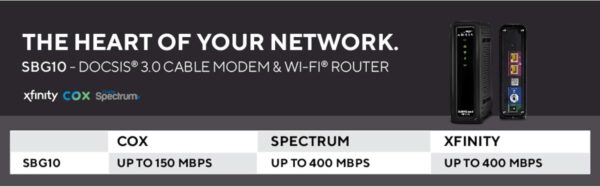 ARRIS (SBG10) - Cable Modem Router Combo - Fast DOCSIS 3.0 16 x 4 Gigabit & AC1600 WiFi, For Comcast Xfinity, Cox, Spectrum, 400 Mbps Max Internet Speeds - Image 3