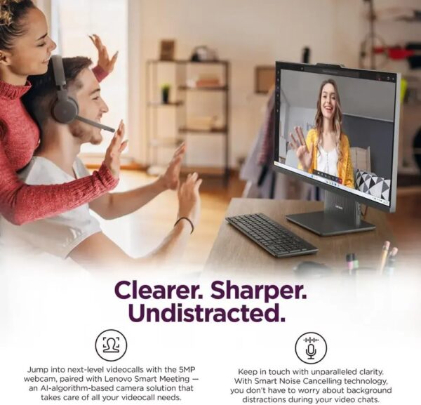 Lenovo ThinkCentre AIO 24" FHD IPS All-in-One Computer, 13th Gen Intel Processor up to 4.4 GHz, 16GB DDR5 RAM, 512GB PCIe SSD, Wi-Fi 6, USB-C, HDMI in&Out, KB&Mouse, Windows 11 Pro - Image 3