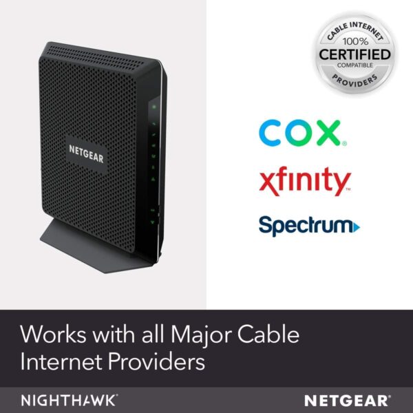Netgear Nighthawk Cable Modem WiFi Router Combo C7000-Compatibility Cable Providers Including Xfinity by Comcast, Spectrum, Cox (Renewed) - Image 3