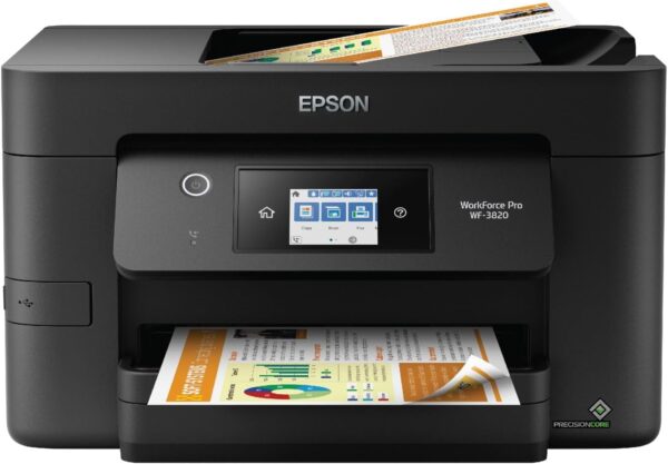 Epson WorkForce Pro WF-3820 Wireless All-in-One Printer with Auto 2-sided Printing, 35-page ADF, 250-sheet Paper Tray and 2.7" Color Touchscreen, Works with Alexa