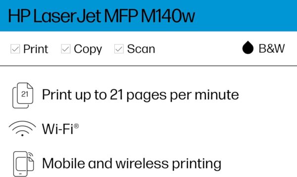 HP LaserJet MFP M140w Wireless Printer, Print, scan, copy, Fast speeds, Easy setup, Mobile printing, Best-for-small teams - Image 2