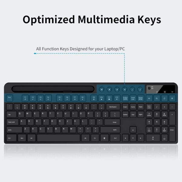 Wireless Keyboard and Mouse Combo, MARVO 2.4G Ergonomic Wireless Computer Keyboard with Phone Tablet Holder, Silent Mouse with 6 Button, Compatible with MacBook, Windows (Black) - Image 2