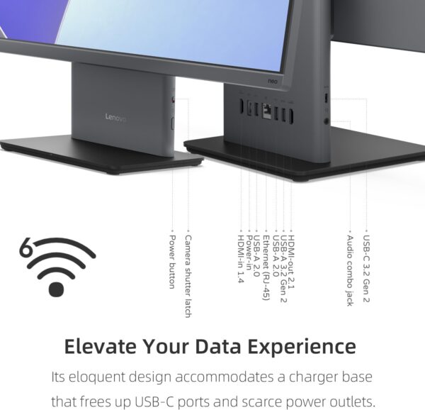 Lenovo ThinkCentre Neo 50a All-in-One Business Desktop, 27” FHD 100Hz Display, Intel Core i7-13620H, 32GB DDR5 RAM, 1TB SSD, Webcam, HDMI, Type-C, Wi-Fi 6, Wired Keyboard & Mouse, Windows 11 Pro - Image 7