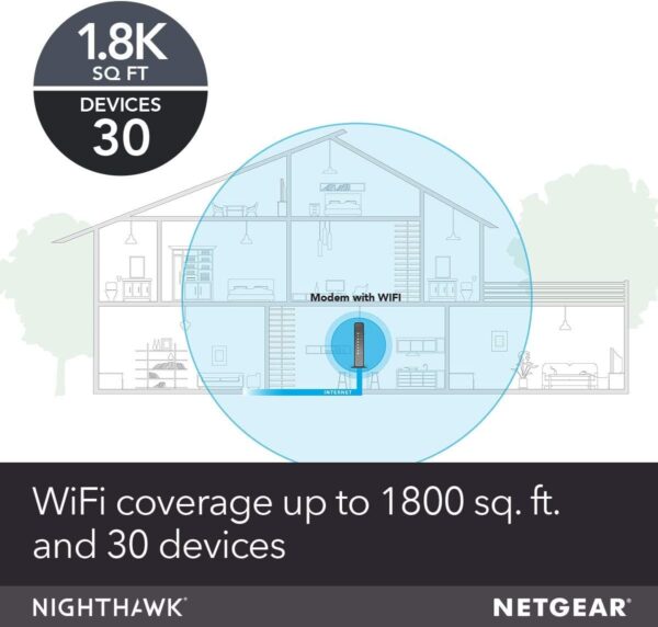 Netgear Nighthawk Cable Modem WiFi Router Combo C7000-Compatibility Cable Providers Including Xfinity by Comcast, Spectrum, Cox (Renewed) - Image 5