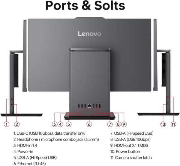 Lenovo ThinkCentre AIO 24" FHD IPS All-in-One Computer, 13th Gen Intel Processor up to 4.4 GHz, 16GB DDR5 RAM, 512GB PCIe SSD, Wi-Fi 6, USB-C, HDMI in&Out, KB&Mouse, Windows 11 Pro - Image 5
