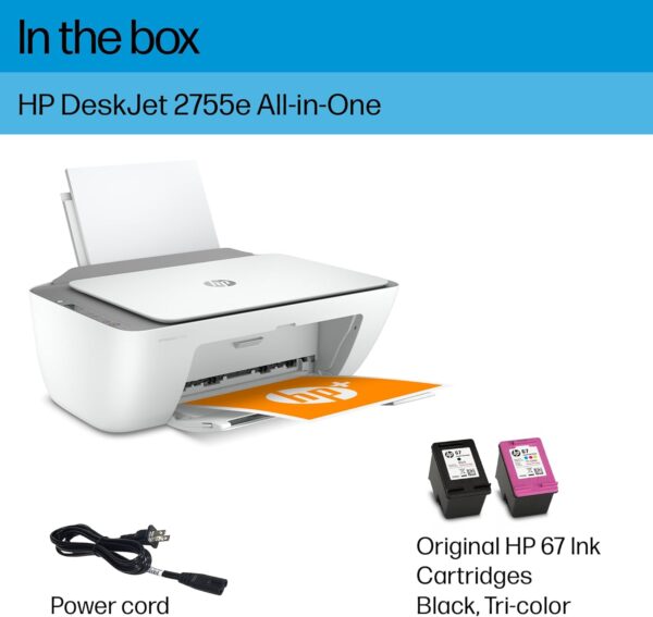 HP DeskJet 2755e Wireless Color inkjet-printer, Print, scan, copy, Easy setup, Mobile printing, Best-for home, 6 months of Instant Ink included, white - Image 6