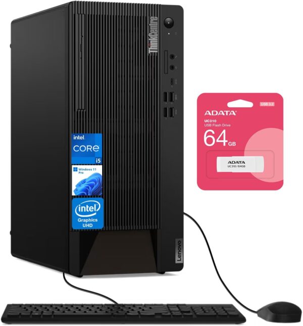 Lenovo ThinkCentre M90t Business Tower Desktop, Intel Hexa-core i5-12500 (Beat i7-11700), 32GB DDR5 RAM, 1TB SSD, HDMI, DP, DVD-RW, Wi-Fi 6, W11P, Bundle with UC310 64GB USB Flash Drive