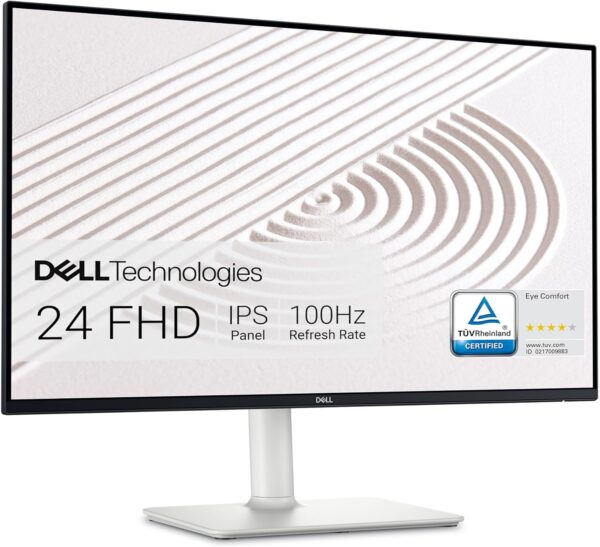Dell S2425HS Monitor - 23.8 Inch, FHD (1920x1080) Display, 100Hz Refresh Rate 15001 Contrast Ratio, TÜV Rheinland Eye Comfort 4 Star, Integrated 2x5W Speaker, Height/Tilt/Swivel/Pivot - Ash White