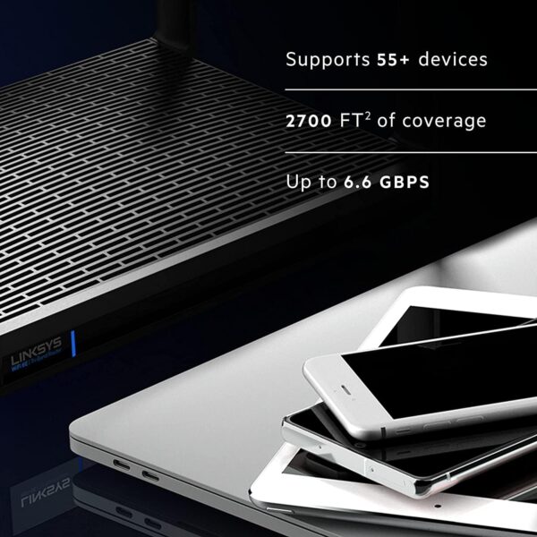 Linksys Hydra Pro Mesh WiFi 6E Router MR7500 Tri-Band WiFi Mesh Router AXE 6600 For Wireless Internet For The Home, Work, And Guest House - Connect 55+ Devices, 2,700 Sq Ft - Image 2