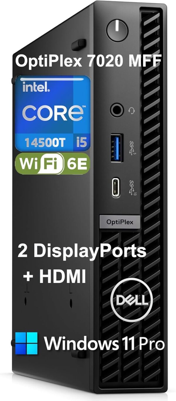 Dell OptiPlex 7020 MFF Micro Form Factor Mini Business Desktop Computer, 14th Gen Intel 14-Core i5-14500T (Beat i7-13700T), 16GB DDR5 RAM, 512GB PCIe SSD, WiFi 6E, 2 DisplayPorts + HDMI, Win 11 Pro