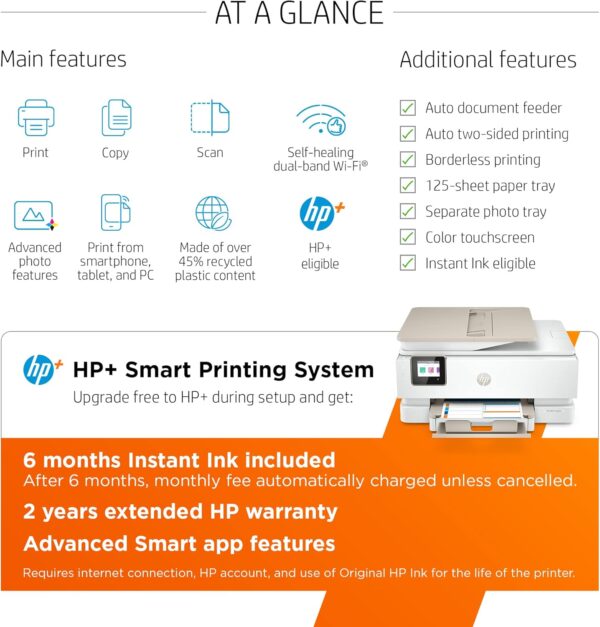 HP ENVY Inspire 7955e Wireless Color Inkjet Printer, Print, scan, copy, Easy setup, Mobile printing, Best-for home, 3 months of Instant Ink included, White - Image 3