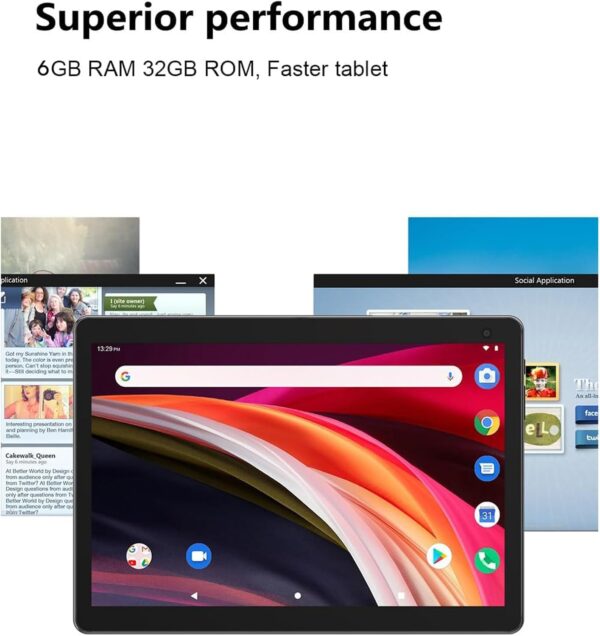 COOPERS Tablet 10 inch Android Tablets, Android 14 Tablet Quad Core Processor 32GB Storage Tablet Computer, 6GB RAM, 8MP Camera, Long Battery Life Black - Image 2
