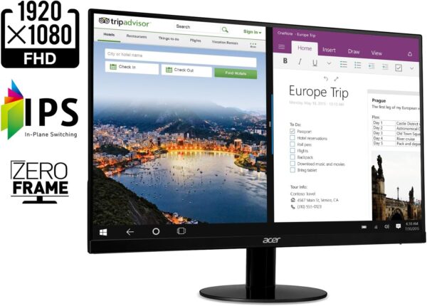 Acer 21.5 Inch Full HD (1920 x 1080) IPS Ultra-Thin Zero Frame Computer Monitor (HDMI & VGA Port), SB220Q bi - Image 2