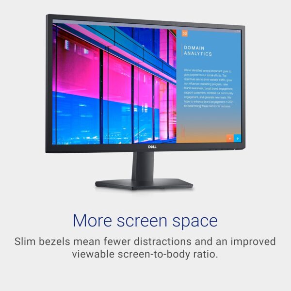 Dell SE2422HX Monitor - 24 inch FHD (1920 x 1080) 169 Ratio with Comfortview (TUV-Certified), 75Hz Refresh Rate, 16.7 Million Colors, Anti-Glare Screen with 3H Hardness, AMD FreeSync- Black - Image 2