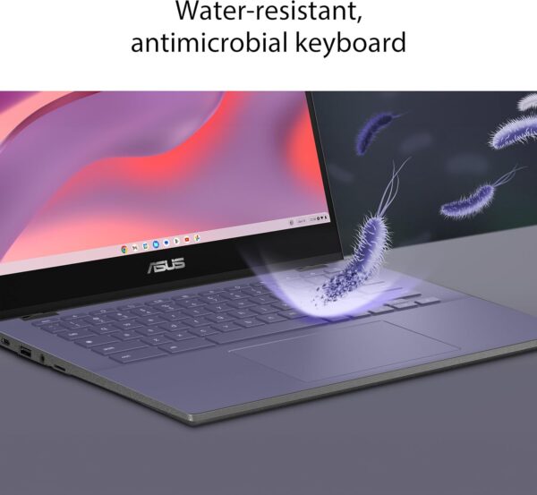 ASUS Chromebook CM14 Laptop, 14" HD Anti-Glare Display (1366x768), MediaTek Kompanio 520, 4GB RAM, 64GB eMMC, ChromeOS, Gray, CM1402CM2A-DS44, Gravity Grey - Image 6