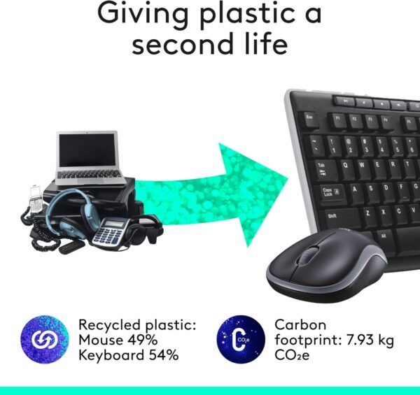 Logitech MK270 Wireless Keyboard And Mouse Combo For Windows, 2.4 GHz Wireless, Compact Mouse, 8 Multimedia And Shortcut Keys, For PC, Laptop - Black - Image 4