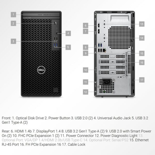 DELL Optiplex 3000 Tower Business Desktop Computer | 12th Gen Intel Core i5-12500 Processor | 32GB RAM | 1TB SSD | WiFi | DVD-RW | HDMI | Display Port(Support 4K) | Windows 11 Pro - Image 4