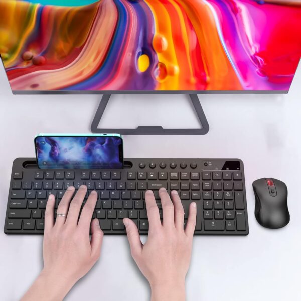 Wireless Keyboard and Mouse Combo, MARVO 2.4G Ergonomic Wireless Computer Keyboard with Phone Tablet Holder, Silent Mouse with 6 Button, Compatible with MacBook, Windows (Black) - Image 7