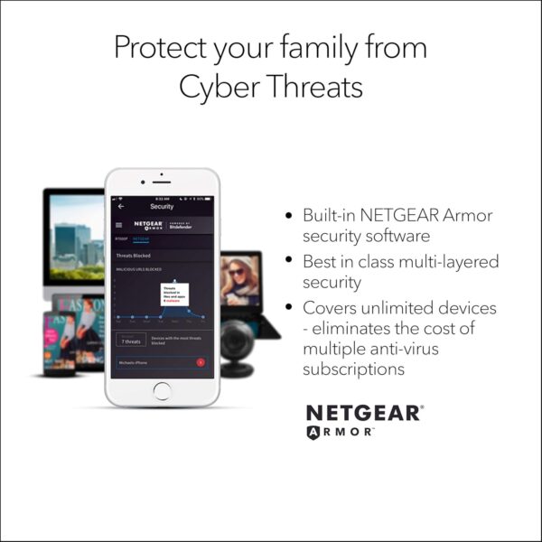 Netgear NETGEAR RAX50-100NAR Nighthawk 6-Stream AX5400 WiFi 6 Router, Black (Renewed) - Image 7