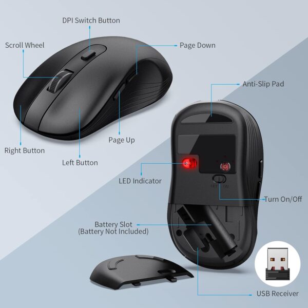 Wireless Keyboard and Mouse Combo, MARVO 2.4G Ergonomic Wireless Computer Keyboard with Phone Tablet Holder, Silent Mouse with 6 Button, Compatible with MacBook, Windows (Black) - Image 6