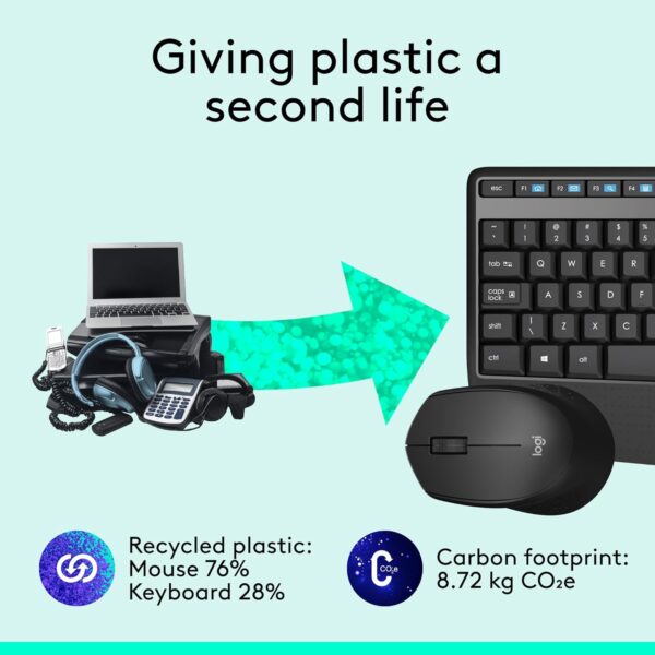 Logitech MK345 Wireless Combo Full-Sized Keyboard with Palm Rest and Comfortable Right-Handed Mouse, 2.4 GHz Wireless USB Receiver, Compatible with PC, Laptop,Black - Image 5