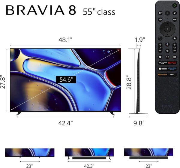 Sony 55 Inch 4K OLED TV BRAVIA 8 Smart Google TV with Rich Deep Colors, Dolby Vision HDR, Exclusive PS5 Features - Image 2