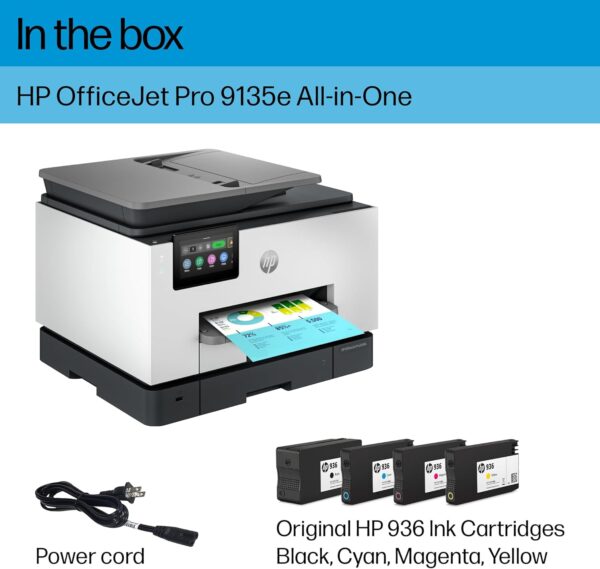 HP OfficeJet Pro 9135e All-in-One Printer, Color, Printer-for-Small Medium Business, Print, Copy, scan, fax, Wireless 3 months of Instant Ink included; Two-Sided Printing; Two-Side - Image 6
