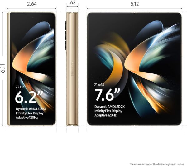SAMSUNG Galaxy Z Fold 4 Cell Phone, Factory Unlocked Android Smartphone, 512GB, Flex Mode, Hands Free Video, Multi Window View, Foldable Display, S Pen Compatible, US Version, 2022, Beige - Image 3