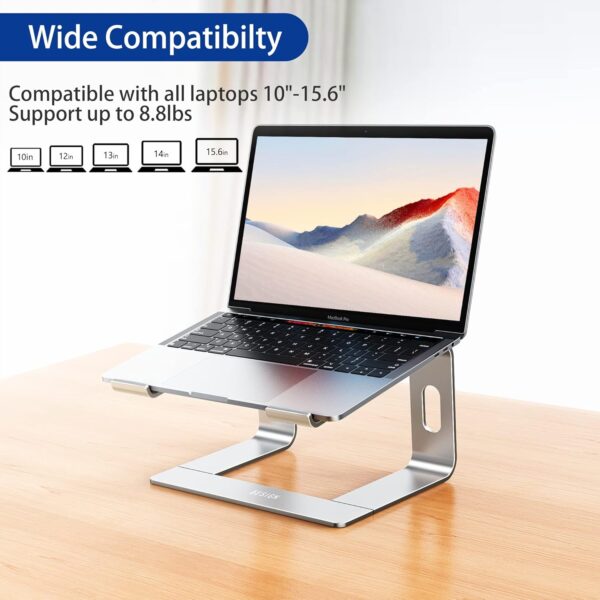 BESIGN LS03 Aluminum Laptop Stand, Ergonomic Detachable Computer Stand, Riser Holder Notebook Stand Compatible with Air, Pro, Dell, HP, Lenovo More 10-15.6" Laptops, Silver - Image 3