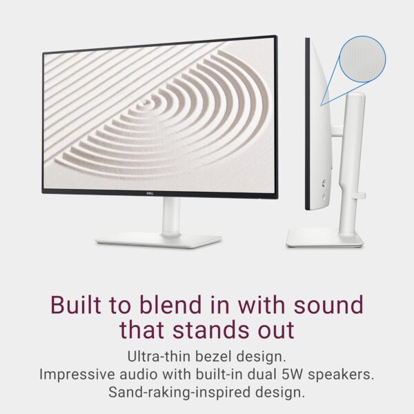 Dell S2425HS Monitor - 23.8 Inch, FHD (1920x1080) Display, 100Hz Refresh Rate 15001 Contrast Ratio, TÜV Rheinland Eye Comfort 4 Star, Integrated 2x5W Speaker, Height/Tilt/Swivel/Pivot - Ash White - Image 2