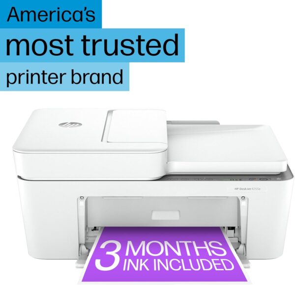 HP DeskJet 4255e Wireless All-in-One Color Inkjet Printer, Scanner, Copier, Best-for-Home, 3 Months of Instant Ink Included (588S6A) - Image 3