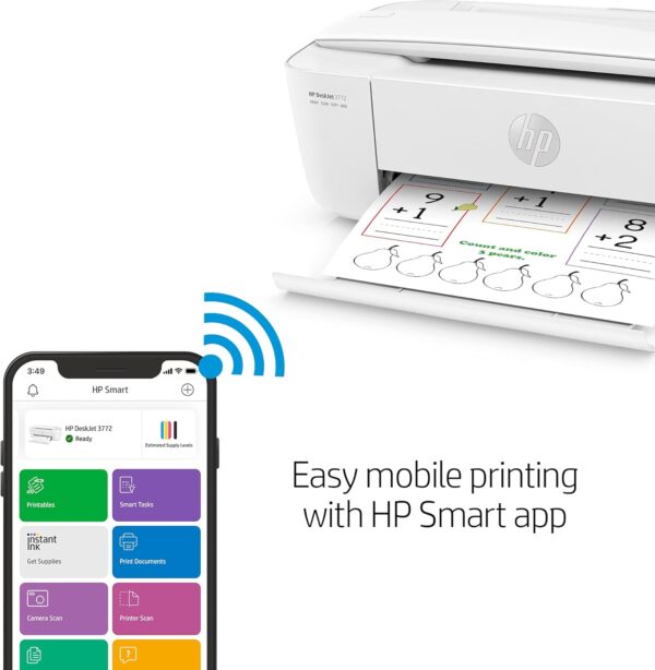 HP DeskJet 3772 All-in-One Color Inkjet Printer Scanner and Copy, Instant Ink Ready, Wireless Printers for Home and Office, Photo Print, Built-in WiFi, T8W88A (Renewed) - Image 4