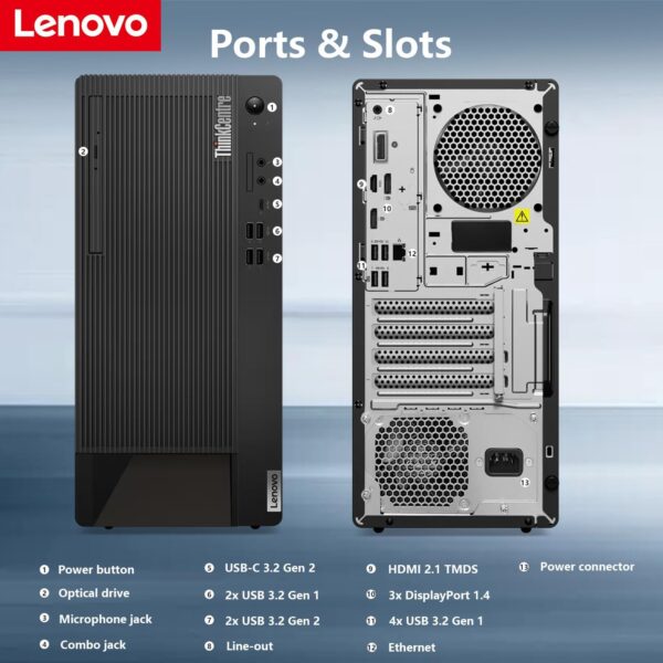 Lenovo ThinkCentre M90t Business Tower Desktop, Intel Hexa-core i5-12500 (Beat i7-11700), 32GB DDR5 RAM, 1TB SSD, HDMI, DP, DVD-RW, Wi-Fi 6, W11P, Bundle with UC310 64GB USB Flash Drive - Image 6
