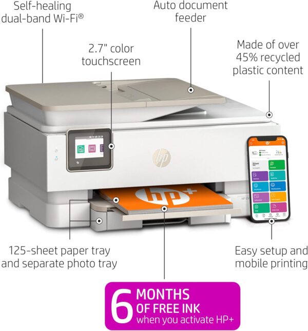 HP ENVY Inspire 7955e Wireless Color Inkjet Printer, Print, scan, copy, Easy setup, Mobile printing, Best-for home, 3 months of Instant Ink included, White - Image 2