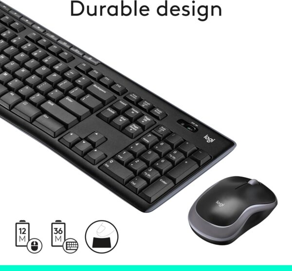Logitech MK270 Wireless Keyboard And Mouse Combo For Windows, 2.4 GHz Wireless, Compact Mouse, 8 Multimedia And Shortcut Keys, For PC, Laptop - Black - Image 6