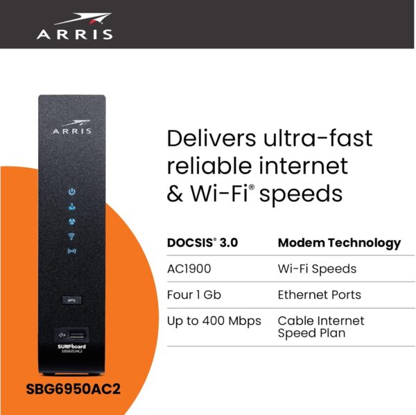 ARRIS Surfboard SBG7400AC2-RB DOCSIS 3.0 Cable Modem & AC2350 Wi-Fi Router , Approved for Comcast Xfinity, Cox, Charter Spectrum & more , Four 1 Gbps Ports , 800 Mbps Max Internet Speeds,- REFURBISHED - Image 5