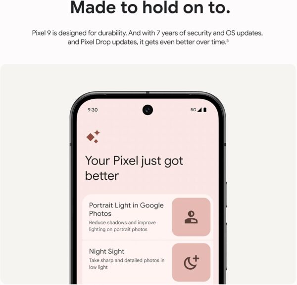 Google Pixel 9 - Unlocked Android Smartphone with Gemini, 24-Hour Battery, Advanced Camera, and 6.3" Actua Display - Peony - 128 GB - Image 7