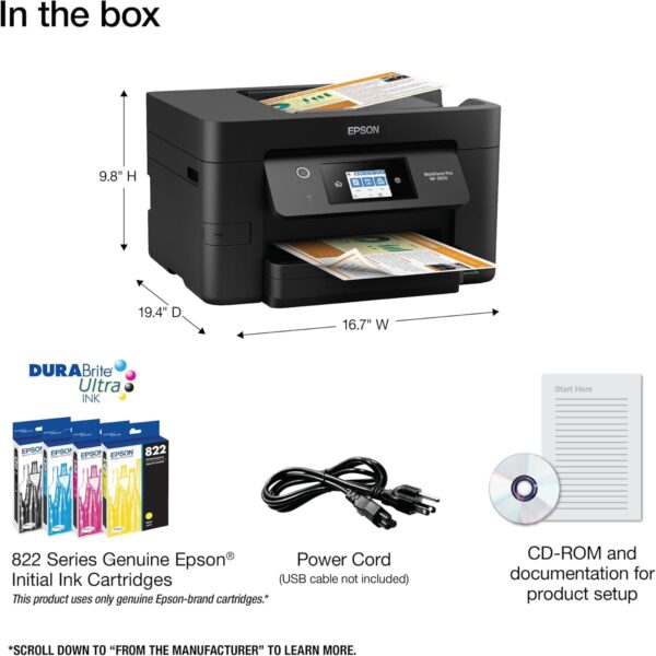 Epson WorkForce Pro WF-3820 Wireless All-in-One Printer with Auto 2-sided Printing, 35-page ADF, 250-sheet Paper Tray and 2.7" Color Touchscreen, Works with Alexa - Image 5