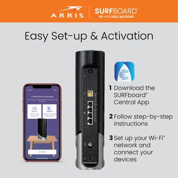ARRIS (G54) - Cable Modem Router Combo - Fast DOCSIS 3.1 Multi-Gigabit & BE 18000 WiFi 7 Comcast Xfinity, Cox, Spectrum Quad-Band 1, Up to 18 Gbps Max Speed - Image 6