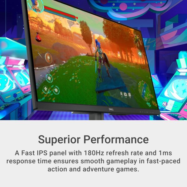 Dell G2725D Gaming Monitor - 27-inch QHD (2560x1440) up to 180 Hz, 2ms Response time, 99% RGB Display, DisplayPort/HDMI Connectivity, AMD FreeSync, Comfortview, Tilt Adjustable - Black - Image 3