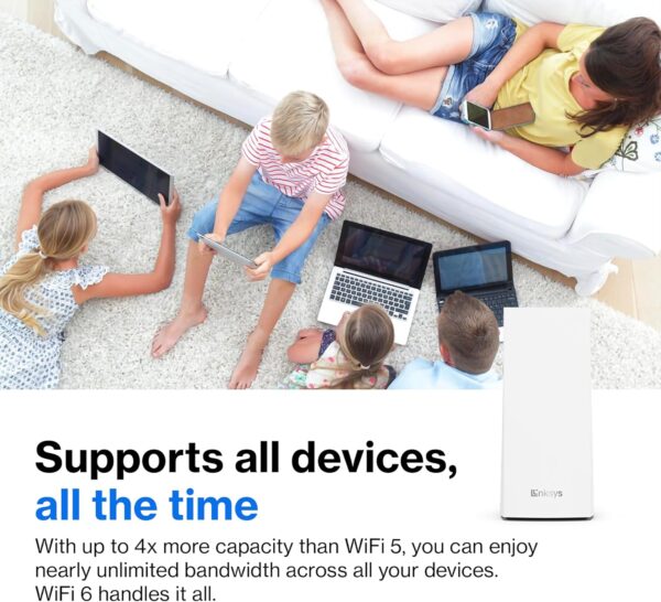 Linksys Atlas WiFi 6 Router Home WiFi Mesh System, Dual-Band, 6,000 Sq. ft Coverage, 802.11ax, 75+ Devices, Speeds up to (AX3000) 3.0Gbps - MX2000 3-Pack - Image 4