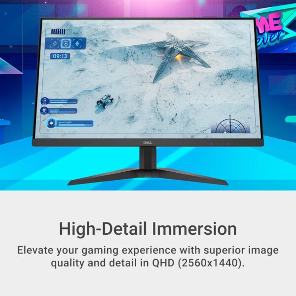 Dell G2725D Gaming Monitor - 27-inch QHD (2560x1440) up to 180 Hz, 2ms Response time, 99% RGB Display, DisplayPort/HDMI Connectivity, AMD FreeSync, Comfortview, Tilt Adjustable - Black - Image 2