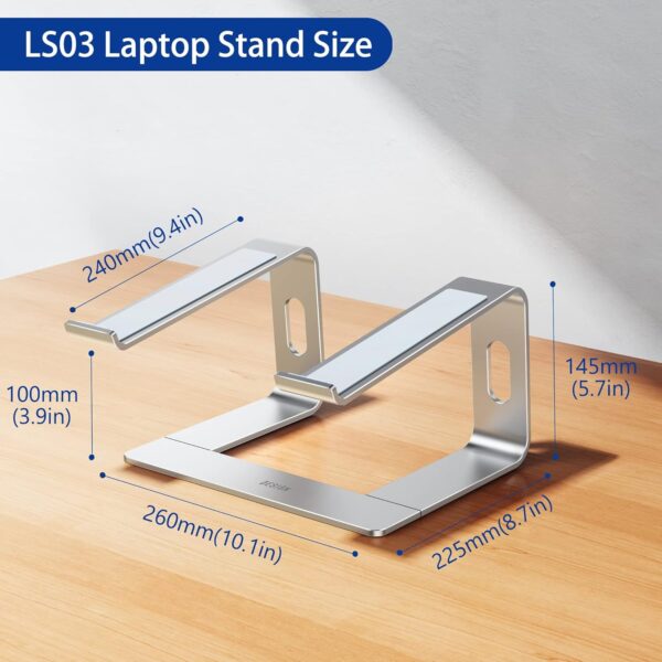 BESIGN LS03 Aluminum Laptop Stand, Ergonomic Detachable Computer Stand, Riser Holder Notebook Stand Compatible with Air, Pro, Dell, HP, Lenovo More 10-15.6" Laptops, Silver - Image 4