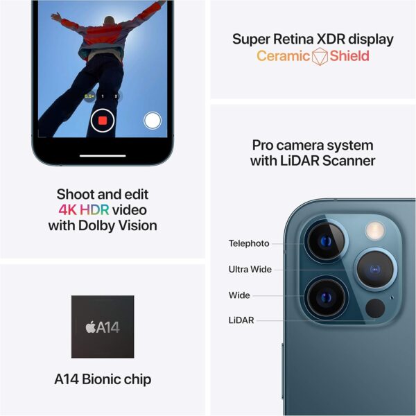 Apple iPhone 12 Pro Max (256GB, Pacific Blue) [Locked] + Carrier Subscription - Image 4