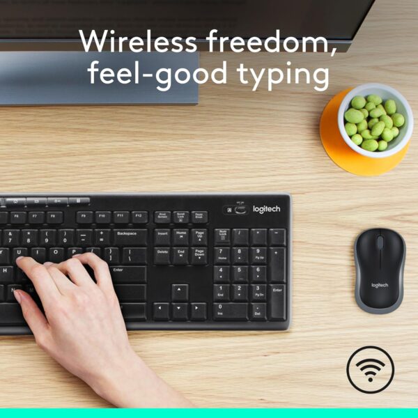 Logitech MK270 Wireless Keyboard And Mouse Combo For Windows, 2.4 GHz Wireless, Compact Mouse, 8 Multimedia And Shortcut Keys, For PC, Laptop - Black - Image 2