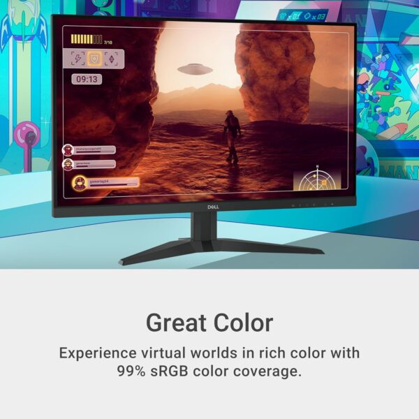 Dell G2725D Gaming Monitor - 27-inch QHD (2560x1440) up to 180 Hz, 2ms Response time, 99% RGB Display, DisplayPort/HDMI Connectivity, AMD FreeSync, Comfortview, Tilt Adjustable - Black - Image 4