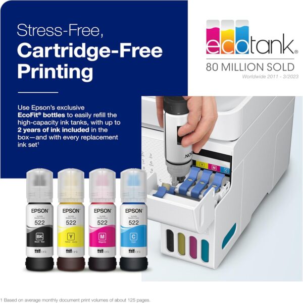 Epson EcoTank ET-4800 Wireless All-in-One Cartridge-Free Supertank Printer with Scanner, Copier, Fax, ADF and Ethernet – Ideal-for Your Home Office, White - Image 3