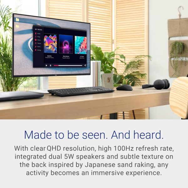 Dell S2725DS Monitor - 27 Inch, QHD (2560x2440) Display, 100Hz refresh rate, 15001 contrast ratio, TÜV Rheinland Eye comfort 4 Star, Integrated 2x5W speaker, Height/Tilt/Swivel/Pivot- Ash White color - Image 2